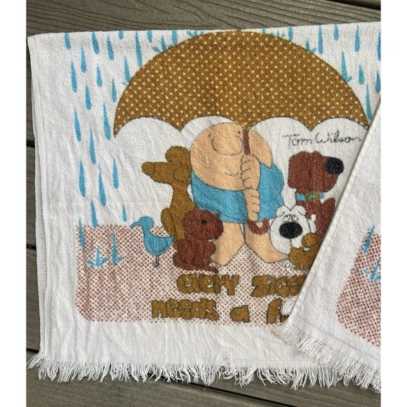 ZIGGY By Tom Wilson Bath Towel Set Royal Treasure Every Dog Needs A Friend VTG - Picture 3 of 16